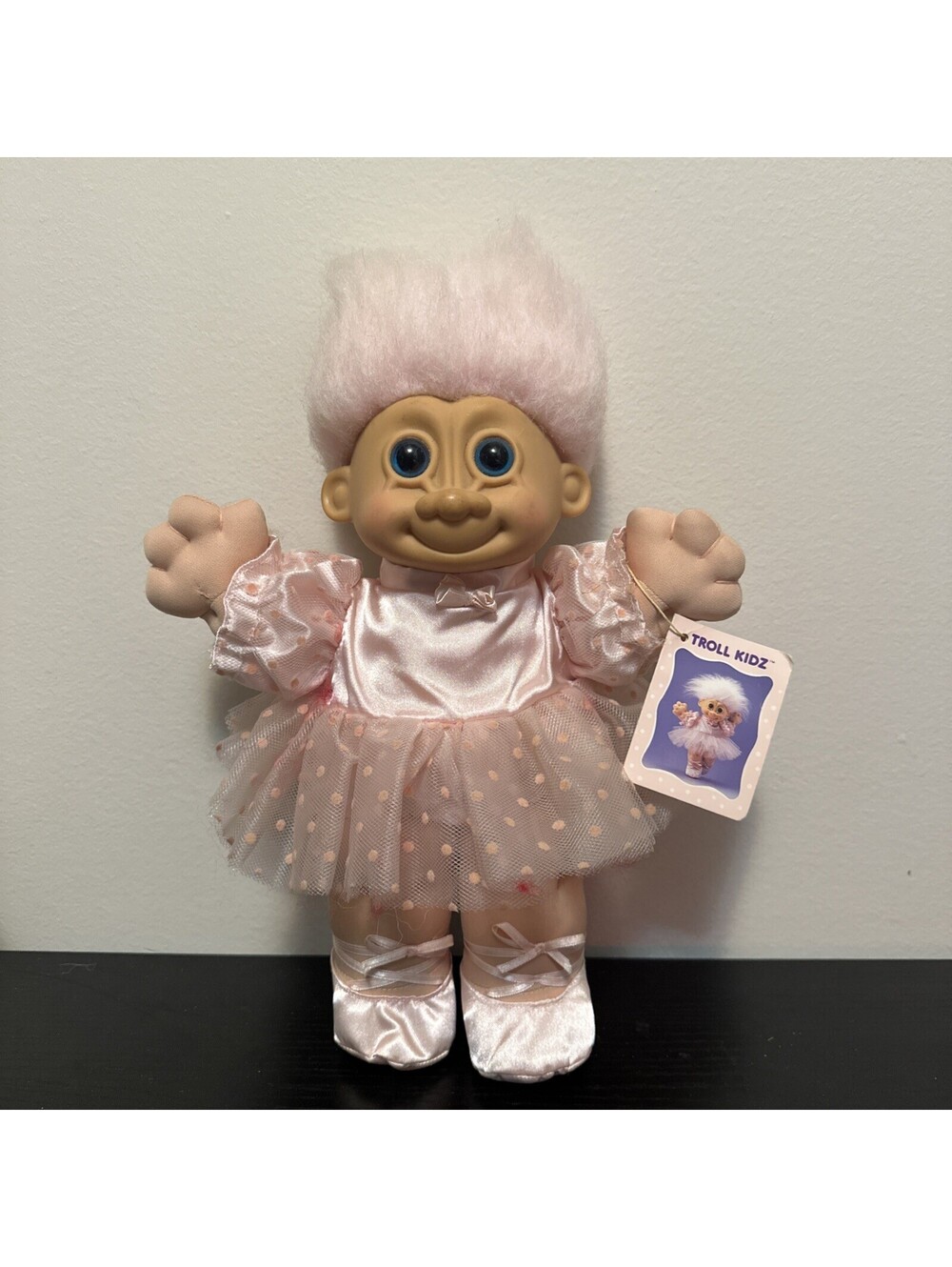 Vintage Russ 12" Plush Troll Kidz Twinkles Pink Hair Ballerina Blue Eyes Dance
